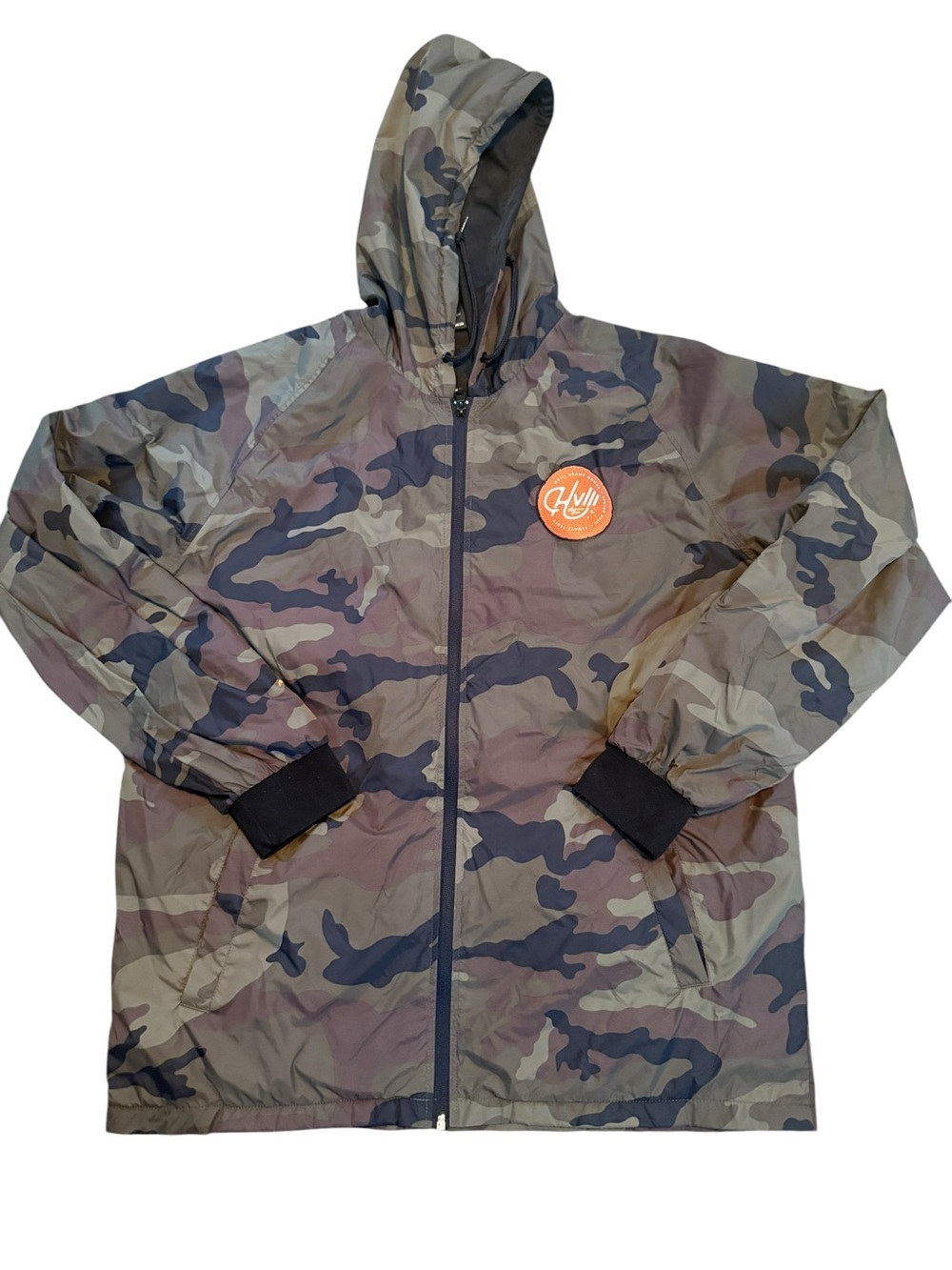 Men’s HVlll Brand Goods Camo Windbreaker jacket EUC Size Large